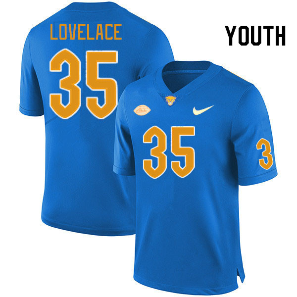 Youth #35 Braylan Lovelace Pitt Panthers College Football Jerseys Stitched Sale-Royal